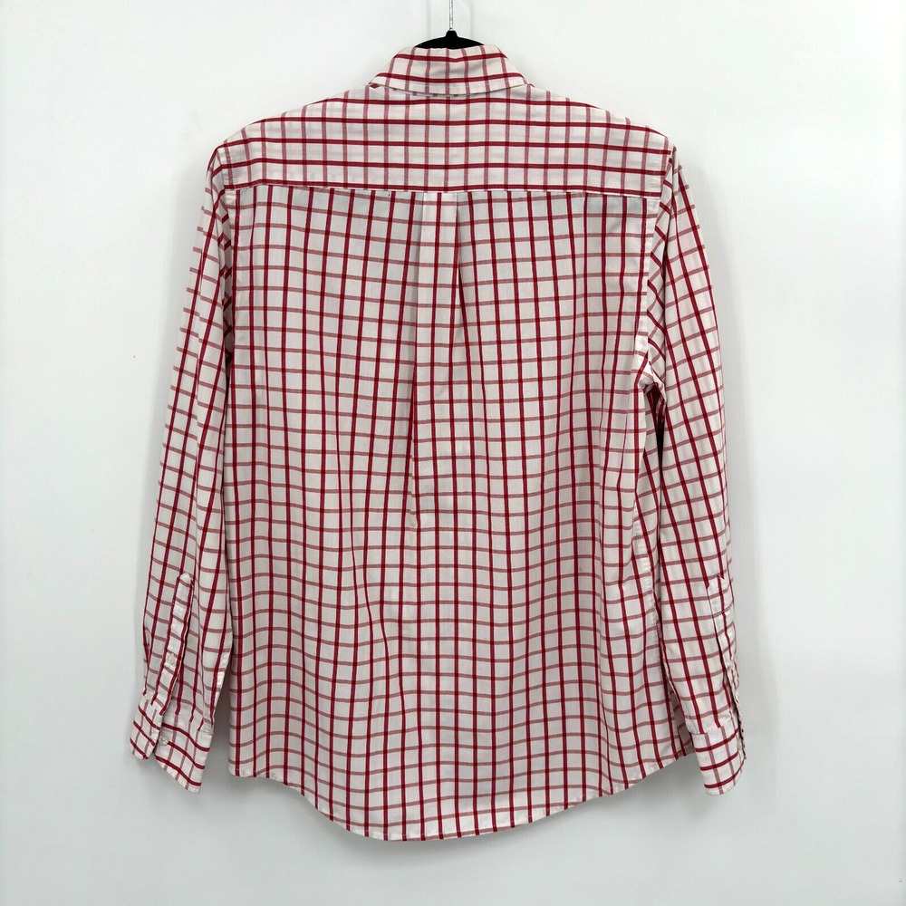 Dockers Mens Red White Plaid Button Down Shirt Medium Long Sleeve Classic Preppy - Picture 2 of 9